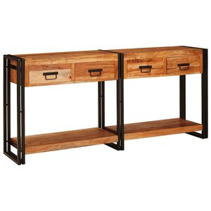 vidaXL Konsolen-Tische 2 stk. Braun 161 x 33 x 75 cm Massivholz Akazie