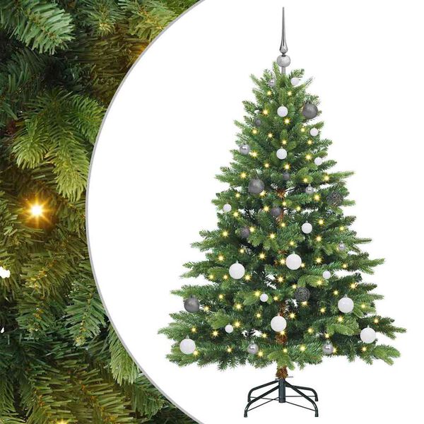 vidaXL K&uuml;nstlicher Weihnachtsbaum mit 150 LEDs Gr&uuml;n 150 cm PE und PVC