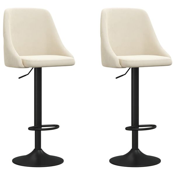 vidaXL Barhocker 2 Stk. Creme Samt