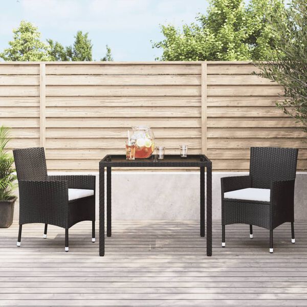 vidaXL Gartenst&uuml;hle mit Kissen 2 Stk. Schwarz Poly Rattan