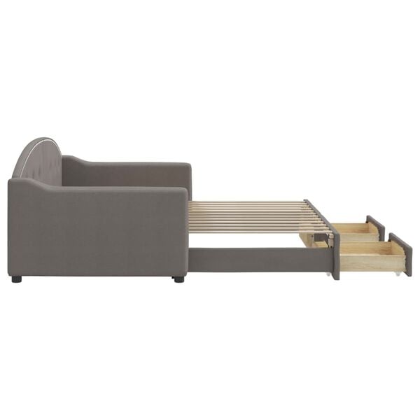 vidaXL Tagesbett Ausziehbar mit Schubladen Taupe 90x200 cm Stoff