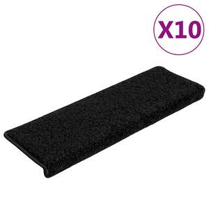 vidaXL Stufenmatten 10 Stk. 65x21x4 cm Schwarz Rechteckiger Rand