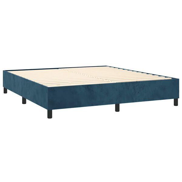 vidaXL Boxspringbett mit Matratze Dunkelblau 200x200 cm Samt