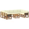 vidaXL Outdoor-Sofagarnitur 10 pcs Natur und Creme Massivholz Akazie