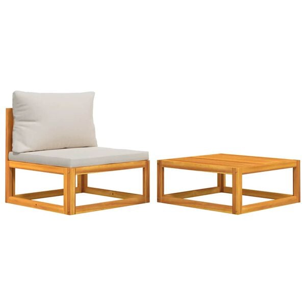 vidaXL 2-tlg. Garten-Sofa-Set mit Kissen Massivholz Akazie