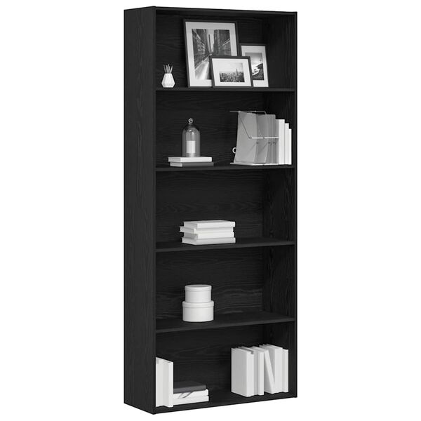 vidaXL B&uuml;cherregal Schwarz Eichen-Optik 80x30x189 cm Holzwerkstoff
