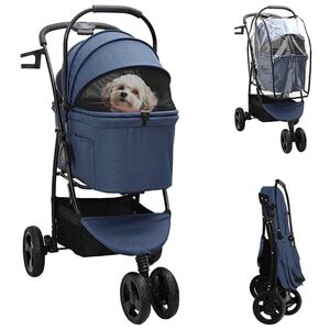 vidaXL Faltbarer Haustierwagen Blau 78 x 54 x 101 cm Polyester