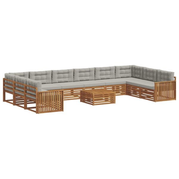 vidaXL Sofagarnituren 11 pcs Nat&uuml;rlich und Hellgrau Massivholz Akazie