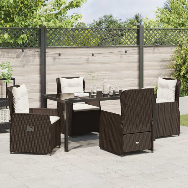 vidaXL Garten Essgruppe 5 pcs Braun Poly-Rattan