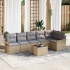 vidaXL Gartensofa-set mit Kissen 7 pcs Beige Poly-Rattan