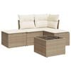 vidaXL 5-tlg. Garten-Sofagarnitur mit Kissen Beige Poly Rattan