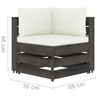 vidaXL 12-tlg. Garten-Lounge-Set mit Kissen Grau Imprägniertes Holz