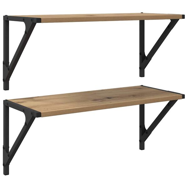 vidaXL Wandregale 2 pcs Artisan-Eiche 60 x 25 x 25,5 cm Holzwerkstoff