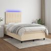 vidaXL Boxspringbett mit Matratze & LED Creme 120x190 cm Stoff