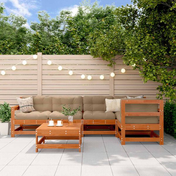 vidaXL Garten-Lounge-Set 6 pcs Wachsbraun Massives Kiefernholz