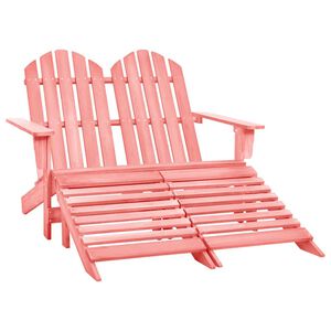 vidaXL Adirondack-Gartenbank 2-Sitzer mit Fu&szlig;teil Tannenholz Rosa