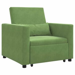 vidaXL Ausziehbare Schlafcouch Einzel mit R&auml;dern Hellgr&uuml;n Samt