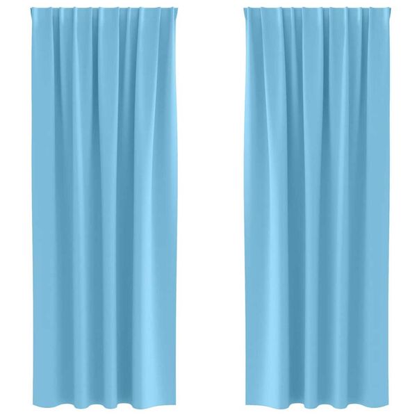 vidaXL Verdunkelungs-Vorh&auml;nge mit Ringen 2 pcs Himmelblau 225 x 140 cm