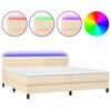 vidaXL Boxspringbett mit Matratze & LED Creme 200x200 cm Stoff