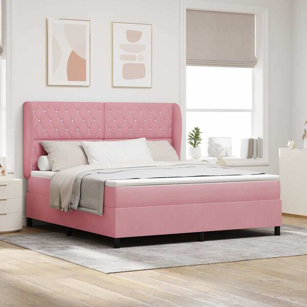 vidaXL Boxspringbett mit Matratze Rosa 200 x 180 cm Polyester