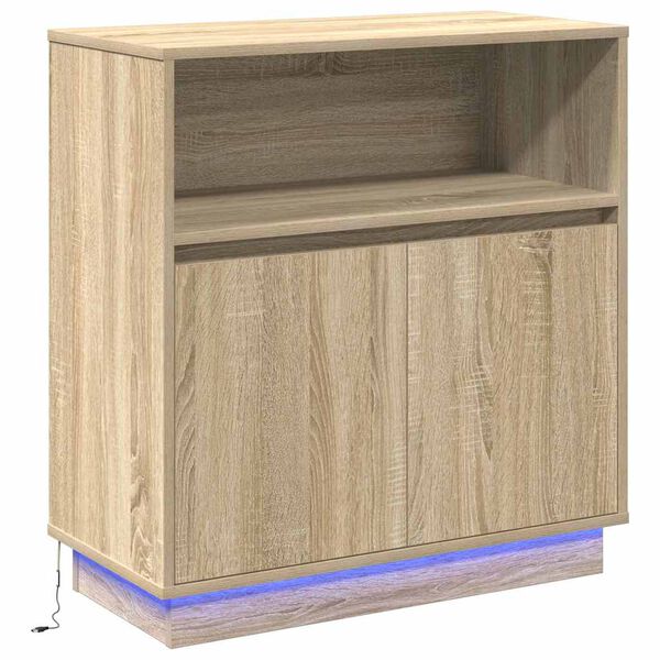 vidaXL LED-Sideboard Sonoma-Eiche 71 x 34,5 x 75 cm Holzwerkstoff