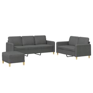 vidaXL 3-tlg. Sofagarnitur mit Kissen Dunkelgrau Stoff