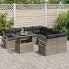 vidaXL Gartensofa-set mit Kissen mit Speicher 9 pcs Grau Poly Rattan