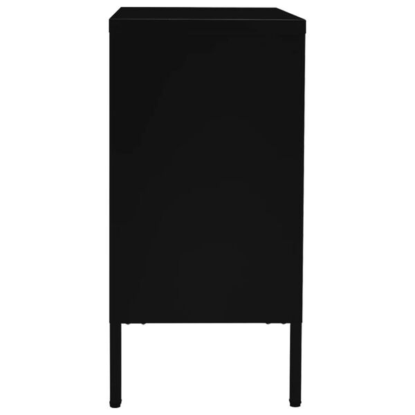 vidaXL Sideboard Schwarz 75x35x70 cm Stahl und Hartglas