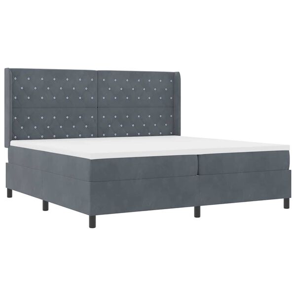 vidaXL Boxspringbett mit Matratze mit LED Dunkelgrau 200 x 200 cm Samt