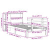 vidaXL Massivholzbett mit Regal ohne Matratze Wachsbraun 75x190 cm