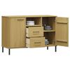 vidaXL Sideboard OSLO mit Metallbeinen Braun 113x40x77 cm Massivholz