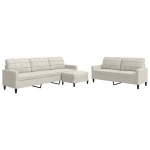 vidaXL 3-tlg. Sofagarnitur mit Kissen Creme Samt