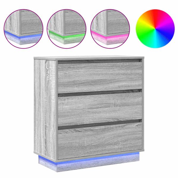 vidaXL Nachttisch mit Schubladen Grau 71 x 34,5 x 75 cm Holzwerkstoff