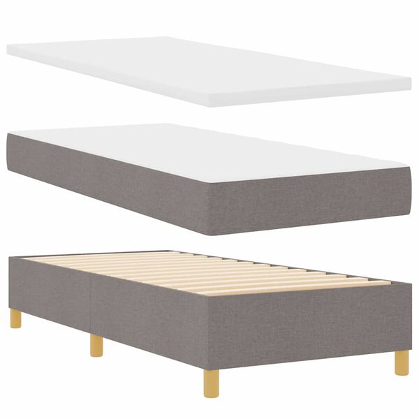 vidaXL Boxspringbett mit Matratze mit Kopfteil Taupe 80 x 200 cm Stoff