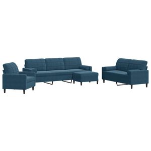 vidaXL 4-tlg. Sofagarnitur mit Kissen und Nackenrollen Blau Samt