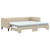vidaXL Tagesbett Ausziehbar mit Matratzen Creme 80x200 cm Stoff