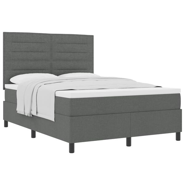 vidaXL Boxspringbett mit Matratze Dunkelgrau 140 x 200 cm Stoff