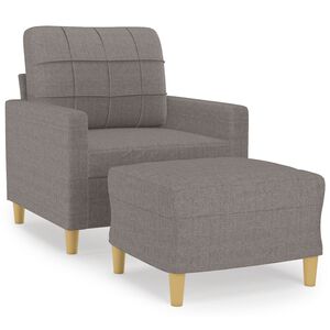 vidaXL Sessel mit Hocker Taupe 60 cm Stoff