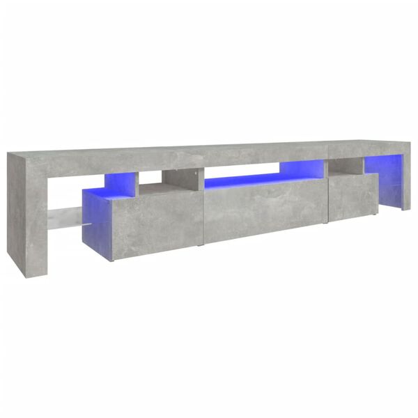 vidaXL TV-Schrank mit LED-Leuchten Betongrau 215x36,5x40 cm