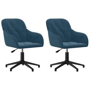 vidaXL Esszimmerst&uuml;hle 2 Stk. Drehbar Blau Samt