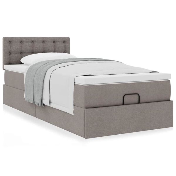 vidaXL Ottoman-Bett mit Matratze Taupe 90x190 cm Stoff