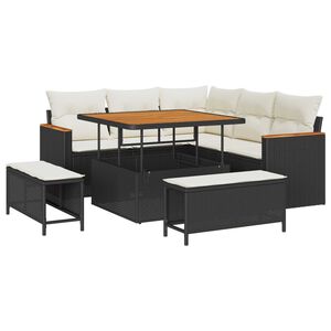 vidaXL Gartensofa-set 8 stk. 5-Sitzanzahl Schwarz Poly Rattan