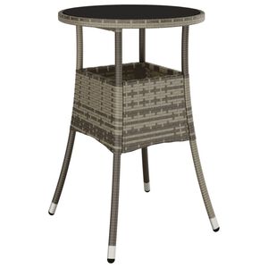 vidaXL Gartentisch &Oslash;60x75 cm Hartglas und Poly Rattan Grau