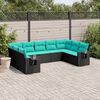 vidaXL 9-teiliges Gartensofa-Set mit Kissen, schwarzes Polyrattan