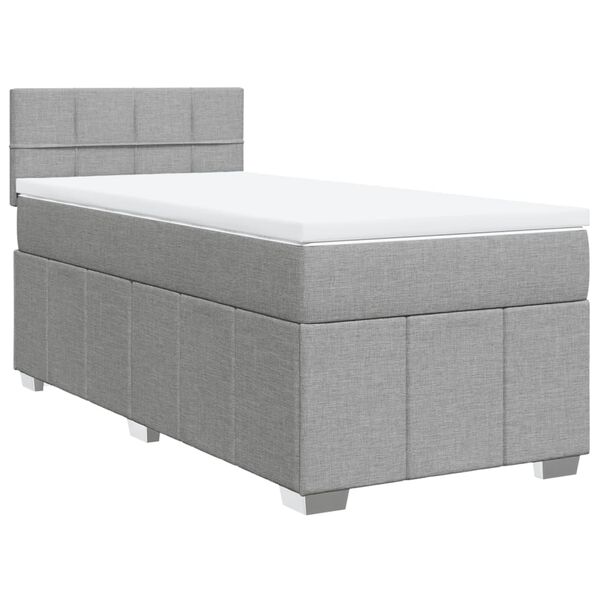 vidaXL Boxspringbett mit Matratze Hellgrau 90x190 cm Stoff