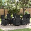 vidaXL Garten Essgruppe mit Kissen 7 pcs Schwarz Poly-Rattan