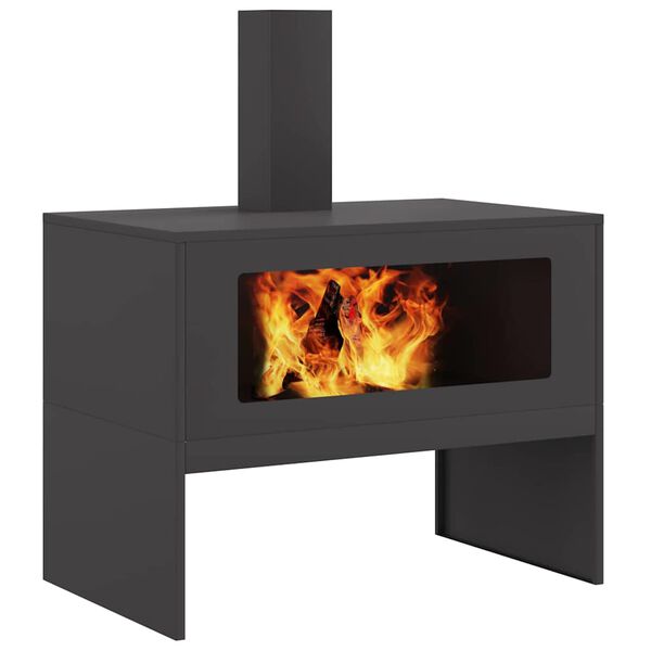 vidaXL Feuerstelle Schwarz 80 x 50 x 96 cm Kaltgewalzter Stahl