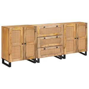 vidaXL Sideboard 3 pcs Braun 180 x 33 x 75 cm Massivholz Mango