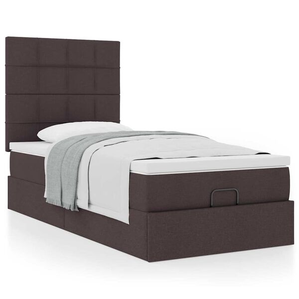 vidaXL Ottoman-Bett mit Matratze Dunkelbraun 90x200 cm Stoff