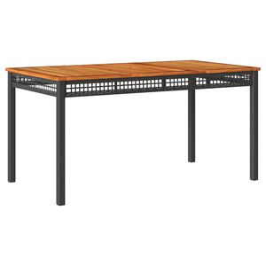 vidaXL Gartentisch Schwarz 140x80x75 cm Poly Rattan Akazienholz